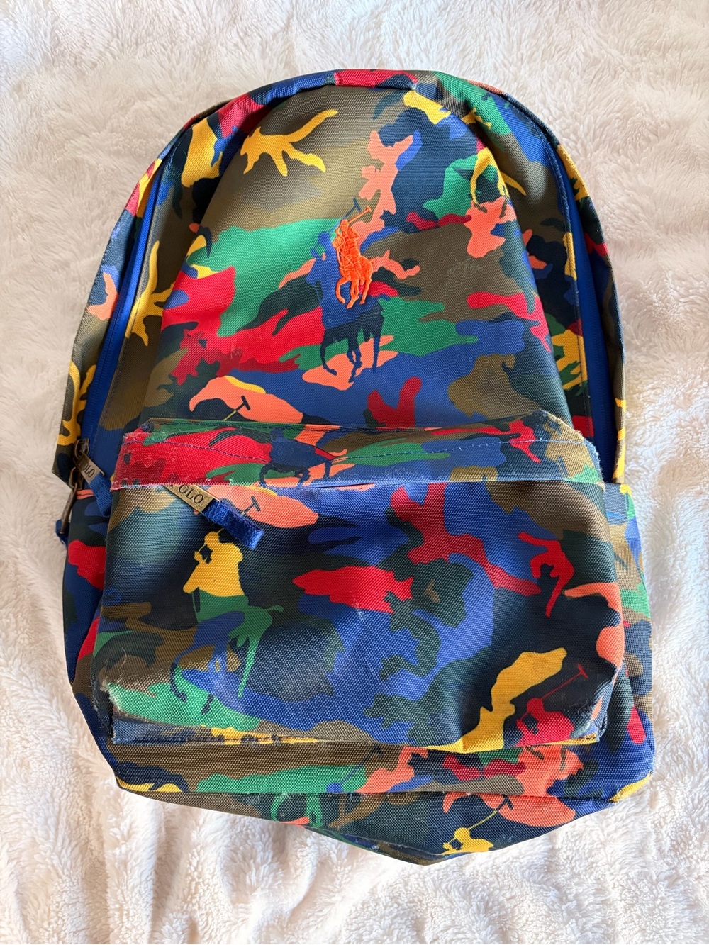 Polo by Ralph Lauren Multicolor Camo Backpack with Blue Trim